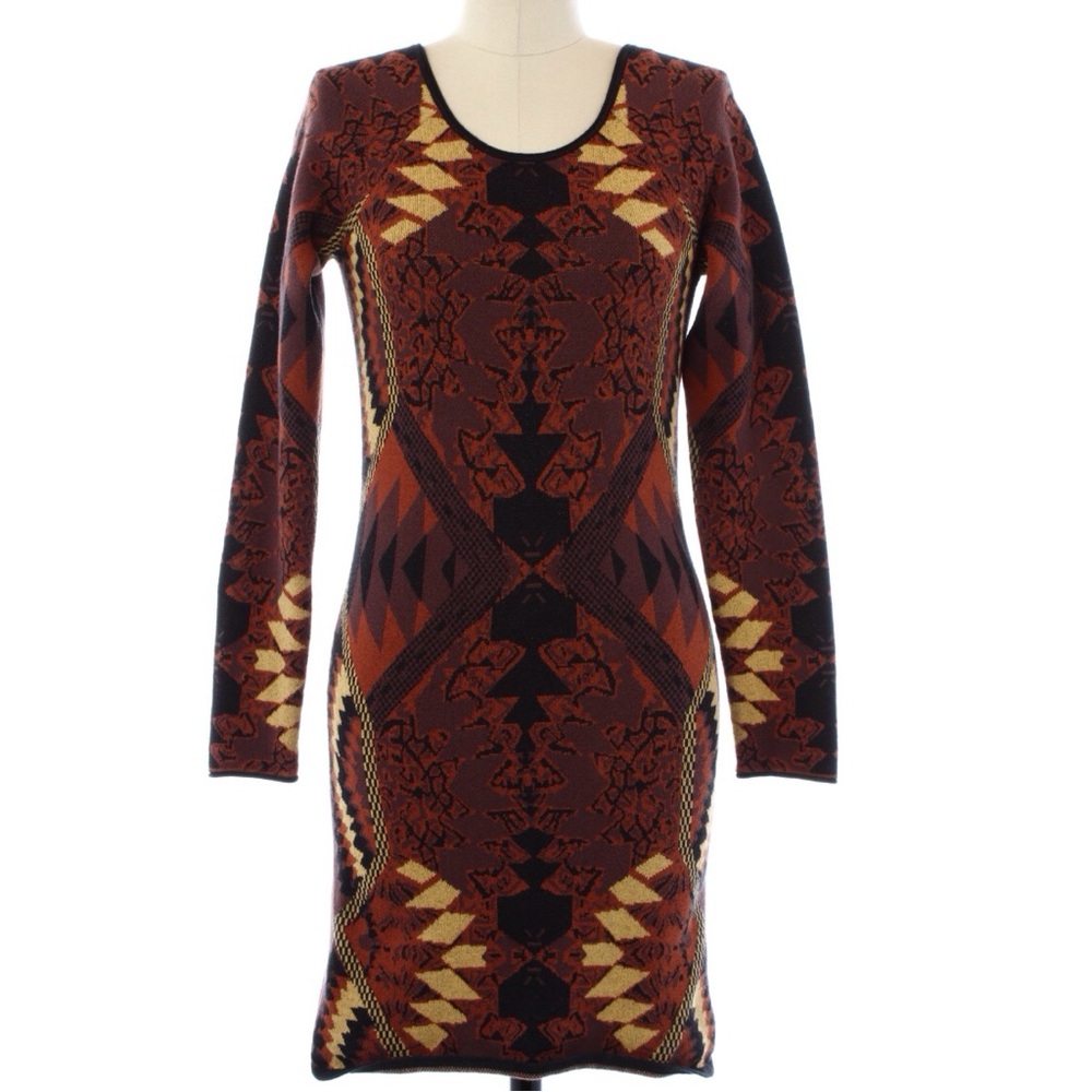 Free People Ochre Print Patterned Dress